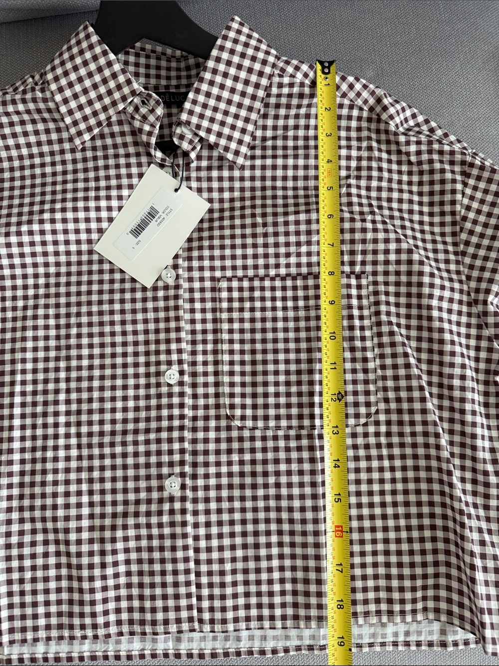 Deluc Lance Check Print Cotton Poplin Oversized Cropped Shirt Sise S